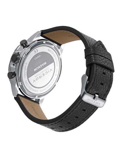 Viceroy 46845-57 Men's Watch Steel & Leather Black Bezel