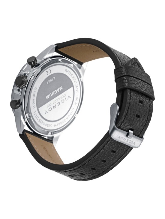 Viceroy 46845-57 Men's Watch Steel & Leather Black Bezel