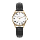 Viceroy Watch 42222-94 Women Steel Gold IP with Black Leather Strap