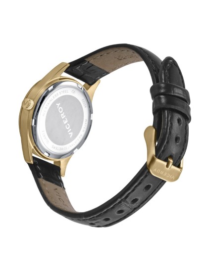 Reloj Viceroy 42222-94 Mujer Acero IP Dorado y piel negra