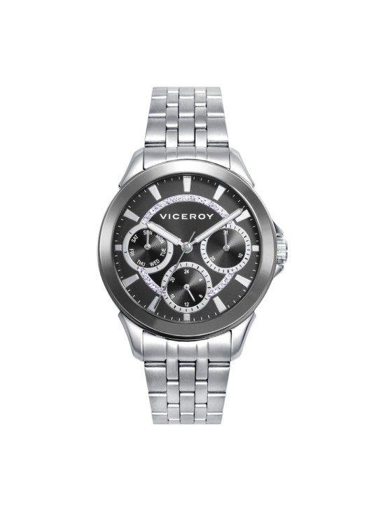Viceroy 401198-57 Women's Multifunction Black Dial Steel Watch