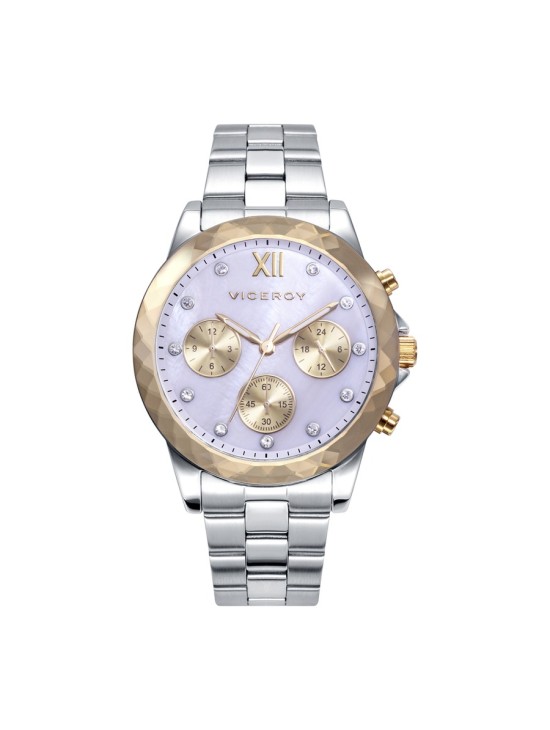 Relógio Viceroy 401164-83 Mulher Aço com Bisel Dourado