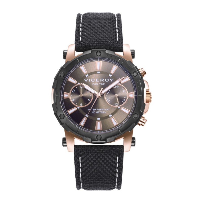 Relógio Viceroy 401315-47 Homem Aço Rosa e Nylon Preto