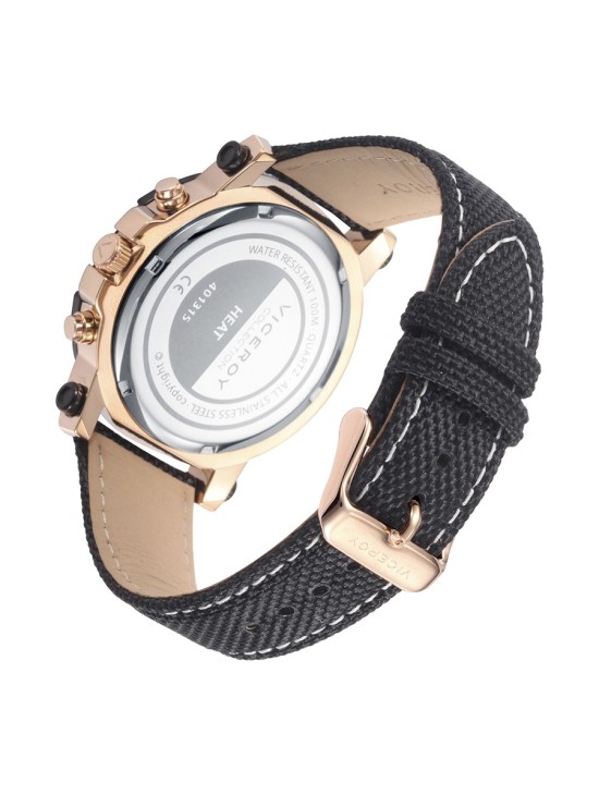 Viceroy 401315-47 Men's Rose Gold Steel & Black Nylon Watch