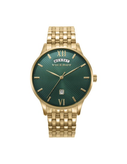 Reloj Viceroy 42455-63 Hombre en acero con baño dorado y esfera verde