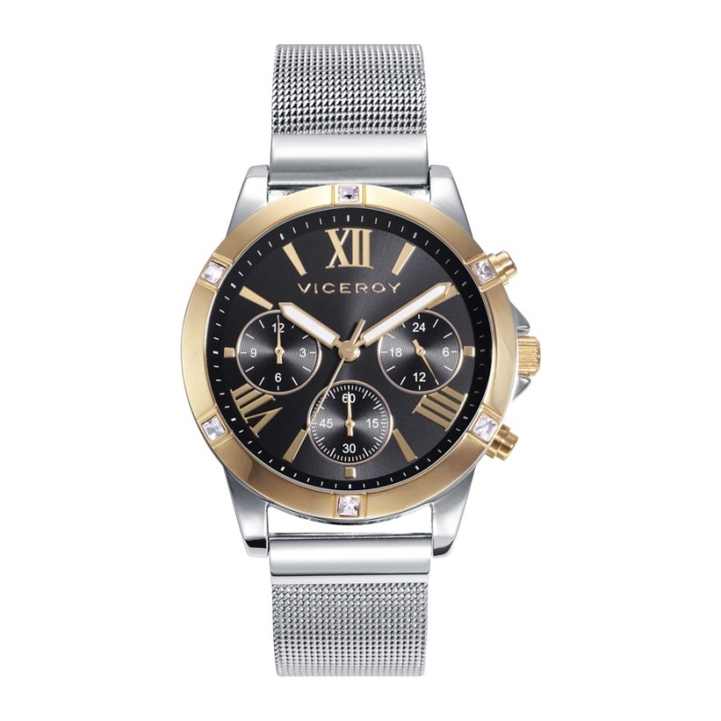 Viceroy 401168-53 Women's Steel Watch with Gold IP Bezel