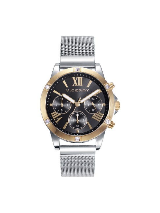 Viceroy 401168-53 Women's Steel Watch with Gold IP Bezel