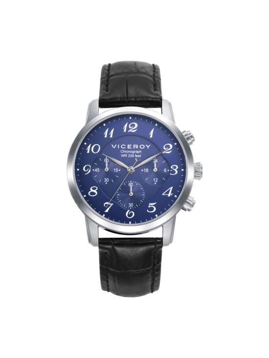 Relógio Viceroy 41147-35 Homem Aço com Correia Pele Preta Elegante