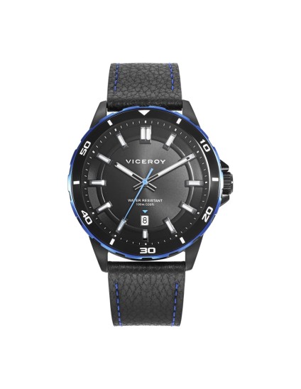 Reloj Viceroy 46843-57 Hombre Acero Ip Negro y Azul Piel