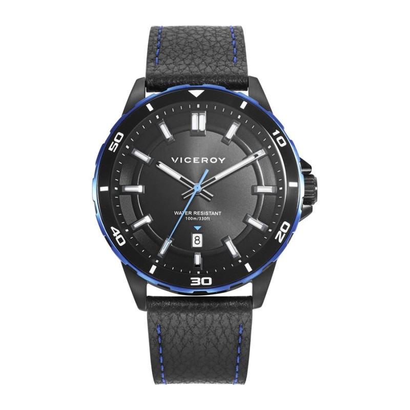 Relógio Viceroy 46843-57 Homem Aço IP Preto e Azul Pele