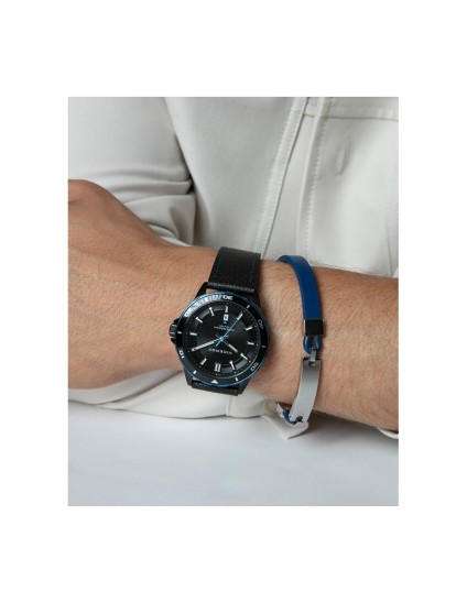 Viceroy 46843-57 Men's Watch Black Blue Steel Leather Strap