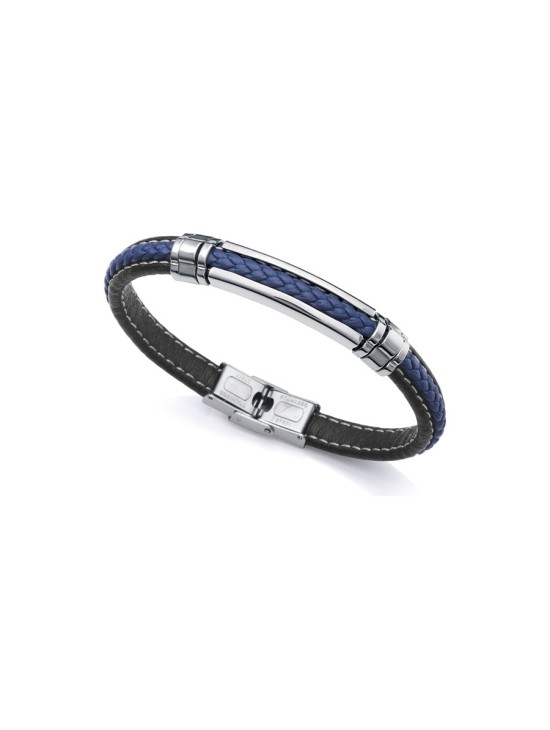 Viceroy Magnum 14063P01013 Men's Bicolor Steel & Leather Bracelet