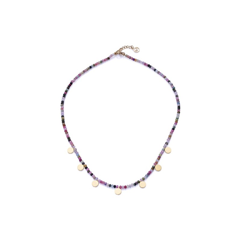 Colar Senhora Fn 14078C09019 Aço IP Dourado com Pedras