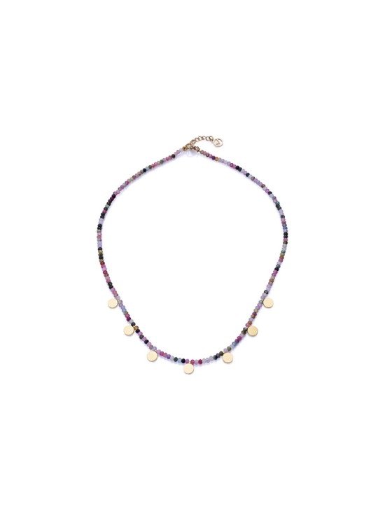 Women's Gold IP Steel Necklace with Stones - Model 14078C09019