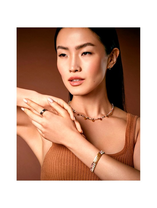 Women's Gold IP Steel Necklace with Stones - Model 14078C09019