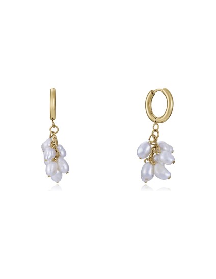 Pendientes Viceroy 14092E01012 Mujer Acero baño dorado y perlas 4 cm