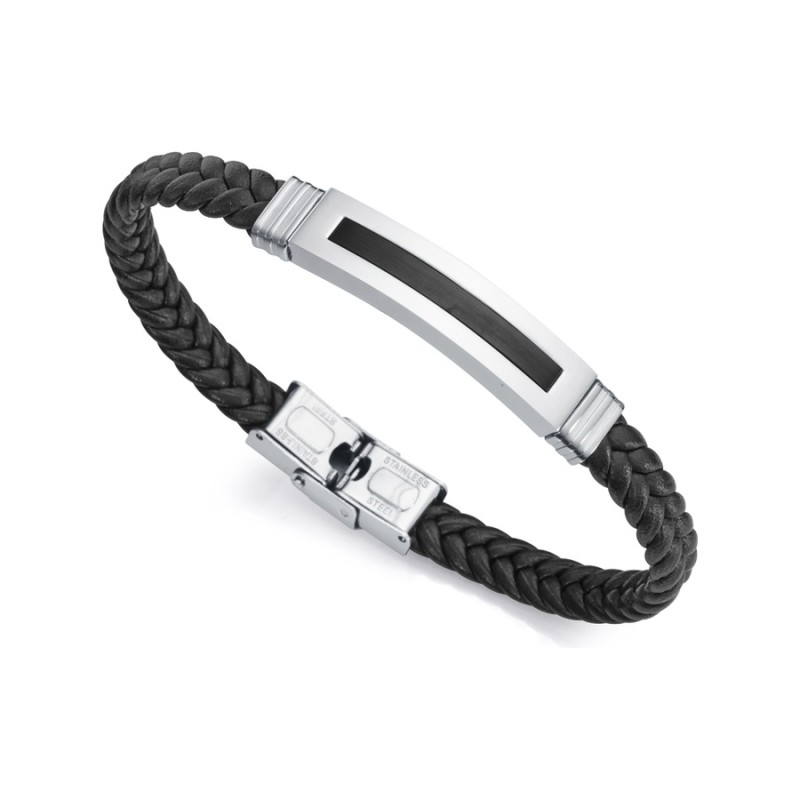Pulsera Viceroy Magnum 14016P01010 Hombre Acero IP negro y piel