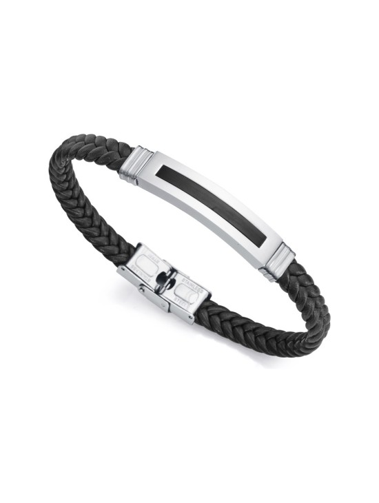 Viceroy Magnum 14016P01010 Men's Black IP Steel & Leather Bracelet