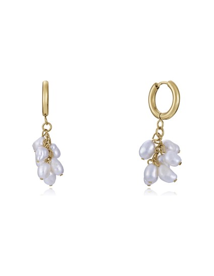 Pendientes Viceroy 14092E01012 Mujer Acero baño dorado y perlas 4 cm