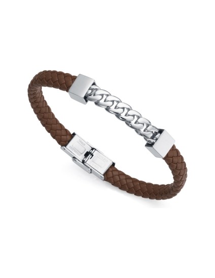 Pulsera Viceroy Beat 75325P01011 Hombre Acero y piel marrón