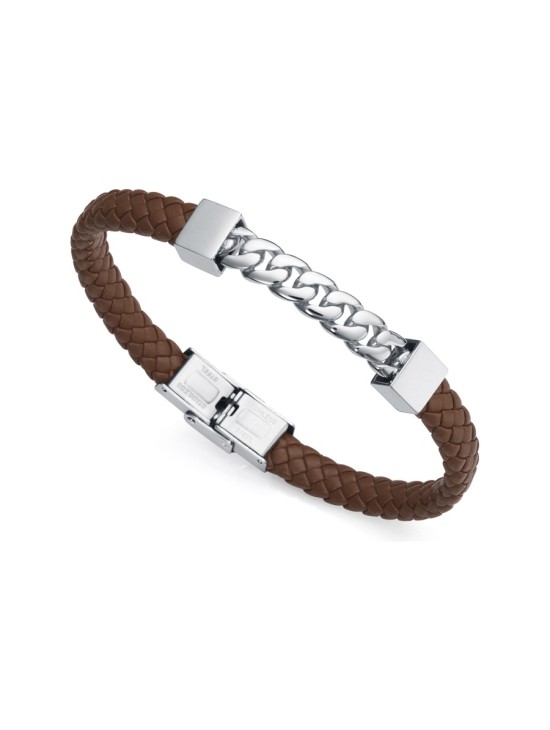 Pulseira Viceroy Beat 75325P01011 Homem Aço e Pele Castanha