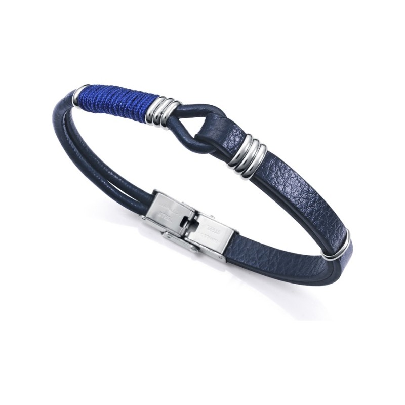 Pulsera Viceroy 14117P01013 Hombre Acero y Piel Azul elegante y versátil