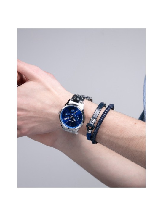 Pulsera Viceroy 14117P01013 Hombre Acero y Piel Azul elegante y versátil