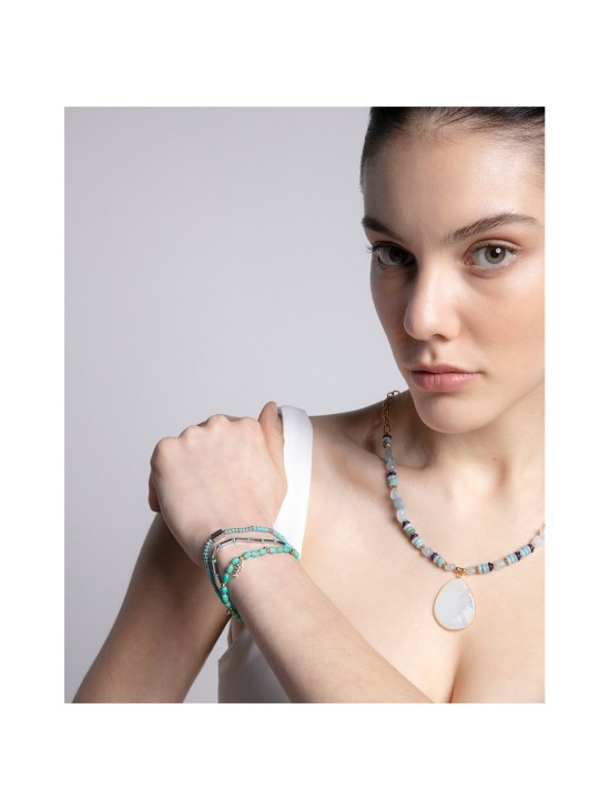 Viceroy 14162C01013 Women's Gold IP Steel Necklace with Natural Sto