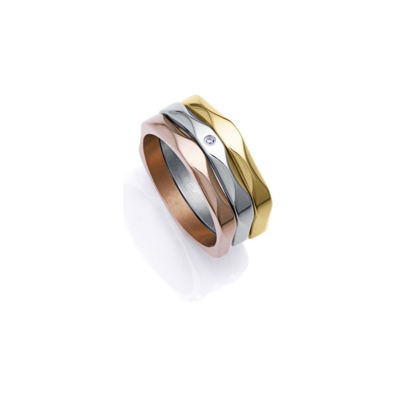 Anillo Crist Fashion 14181A01419 Mujer Acero 3 Tonos con cristal