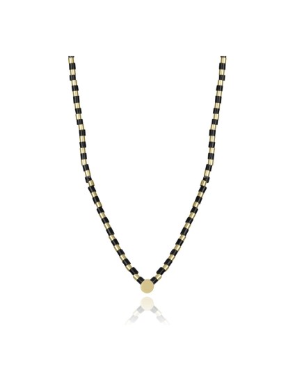 Collar señora 14191C01012 Acero baño IP dorado con ágata negra