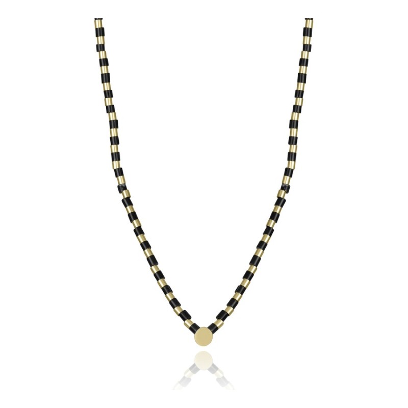 Collar señora 14191C01012 Acero baño IP dorado con ágata negra