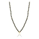 Collar señora 14191C01012 Acero con baño IP dorado y piezas de ágata negra