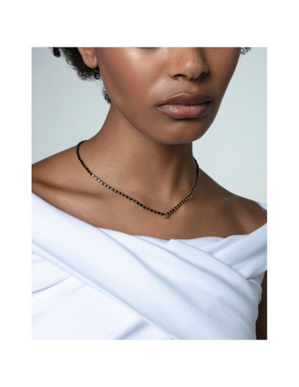 Colar Senhora 14191C01012 Aço com Banho IP Dourado e Ágata Negra