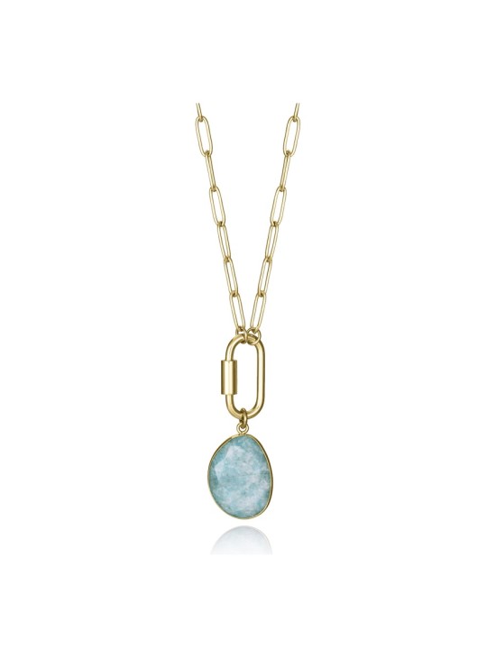 Colar Senhora Fn 14194C01012 Aço Dourado com Amazonita