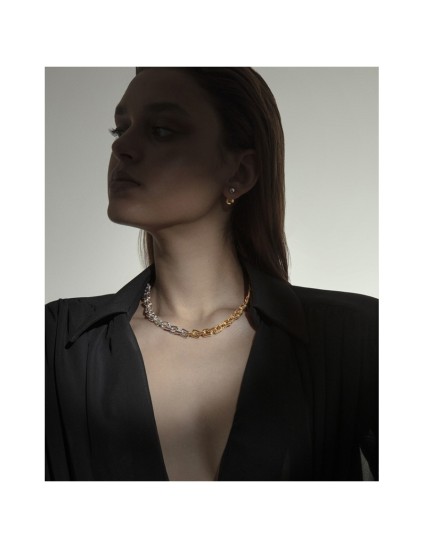 Elegant Bicolor Steel Necklace Fn 14197C01019 for Women