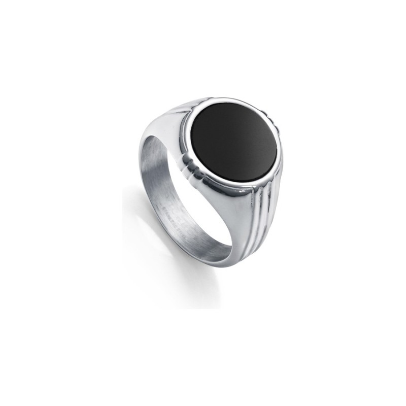 Viceroy Men's Ring 14119A02210 Black Agate Polished Steel