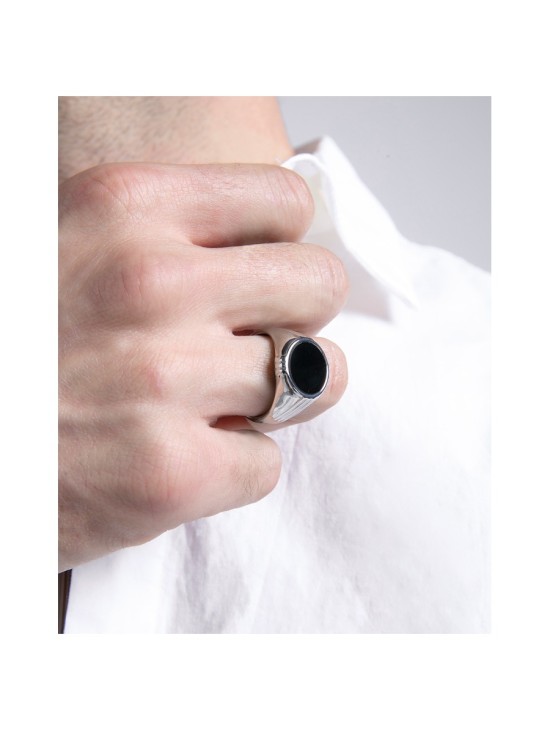 Anillo Viceroy 14119A02410 Hombre Acero con Ágata Negra