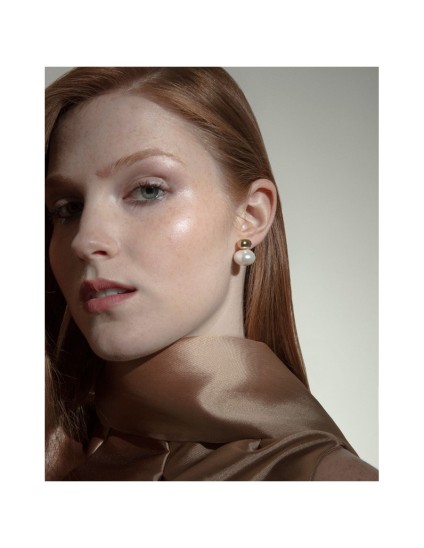 Pendientes Mujer 14203E01012 Acero IP Dorado y Perla Sintética