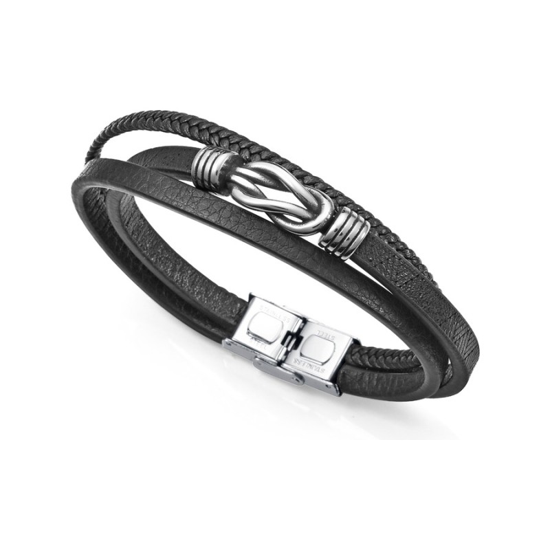 Pulseira Viceroy 14126P01000 Homem Aço e Pele Preta