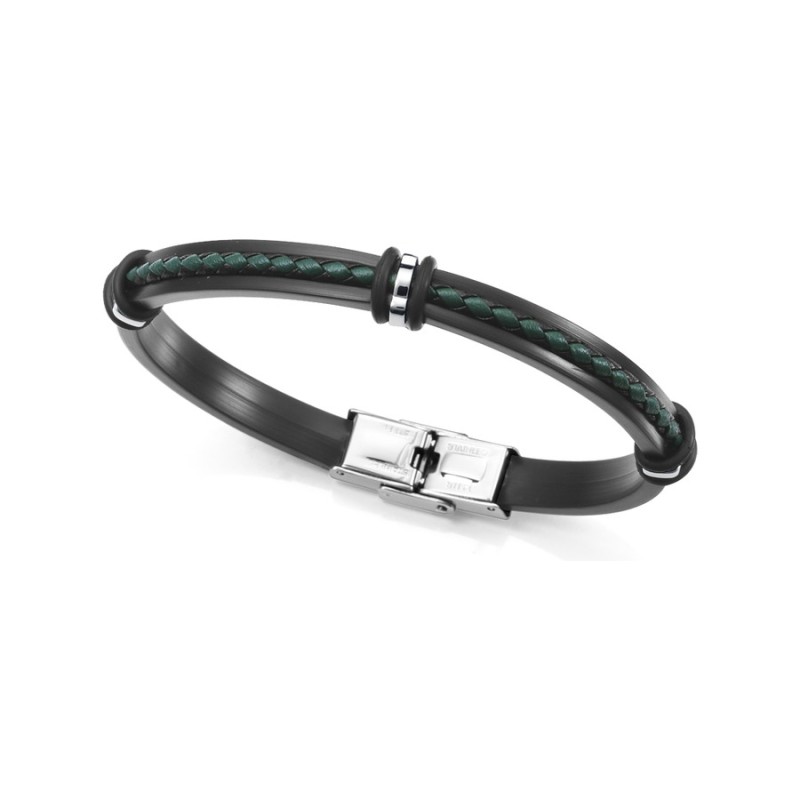Pulseira Viceroy 14128P01010 Homem Aço, Silicone e Pele Preta