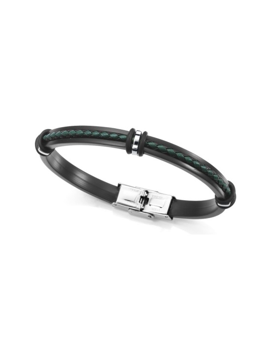 Pulsera Viceroy 14128P01010 hombre acero con silicona y piel negra