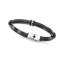 Pulsera Viceroy 14128P01010 Hombre Acero con silicona y piel negra bicolor