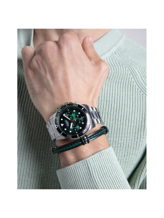 Pulseira Viceroy 14128P01010 Homem Aço, Silicone e Pele Preta