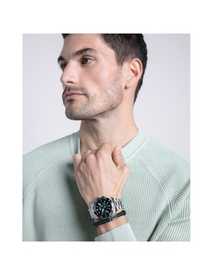 Pulsera Viceroy 14128P01010 hombre acero con silicona y piel negra