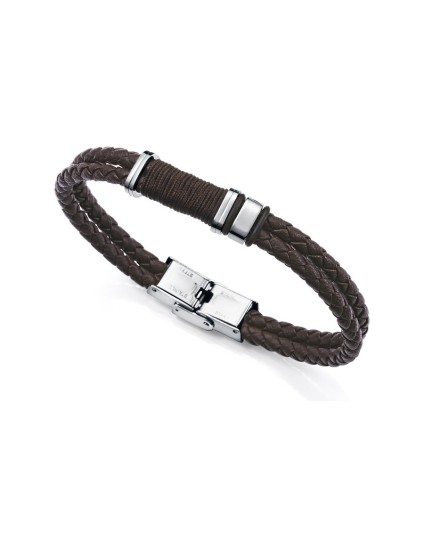 Pulseira Viceroy 14129P01011 Homem Aço e Pele Castanha