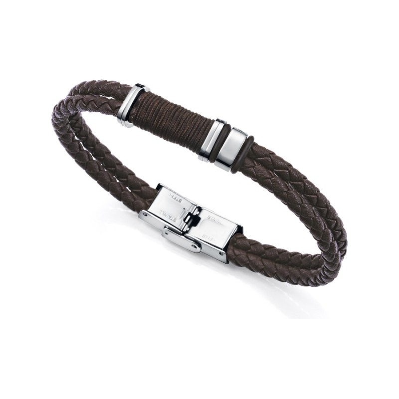 Pulseira Viceroy 14129P01011 Homem Aço e Pele Castanha