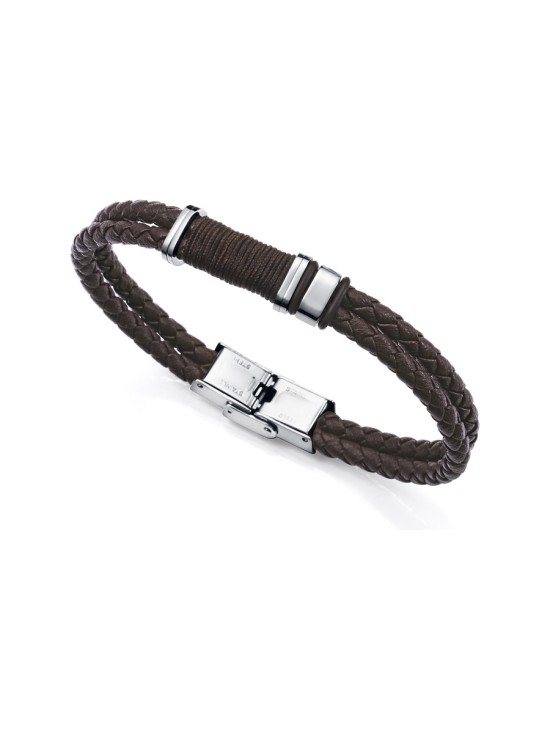 Viceroy Men's Bracelet 14129P01011 Brown Leather & Steel