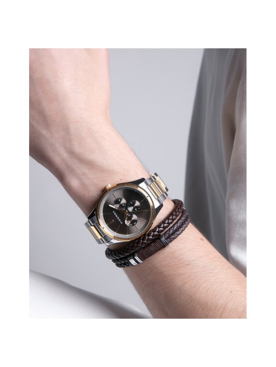 Pulseira Viceroy 14129P01011 Homem Aço e Pele Castanha