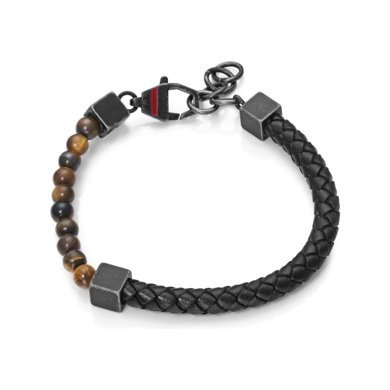 Pulsera Viceroy 14134P01019 Hombre Acero y Piel Negra