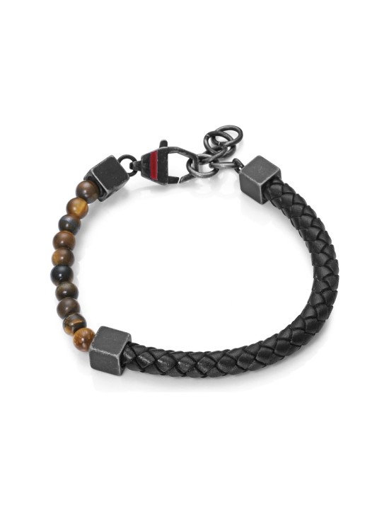Pulsera Viceroy 14134P01019 Hombre Acero y Piel Negra